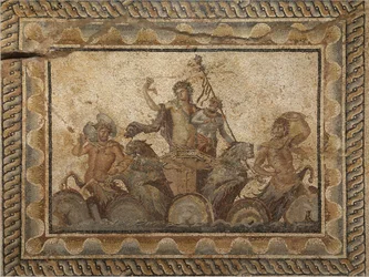 Mozaïek van de epifanie van Dionysus, uit de Villa van Dionysus (2e eeuw na Chr.) in Dion, Griekenland